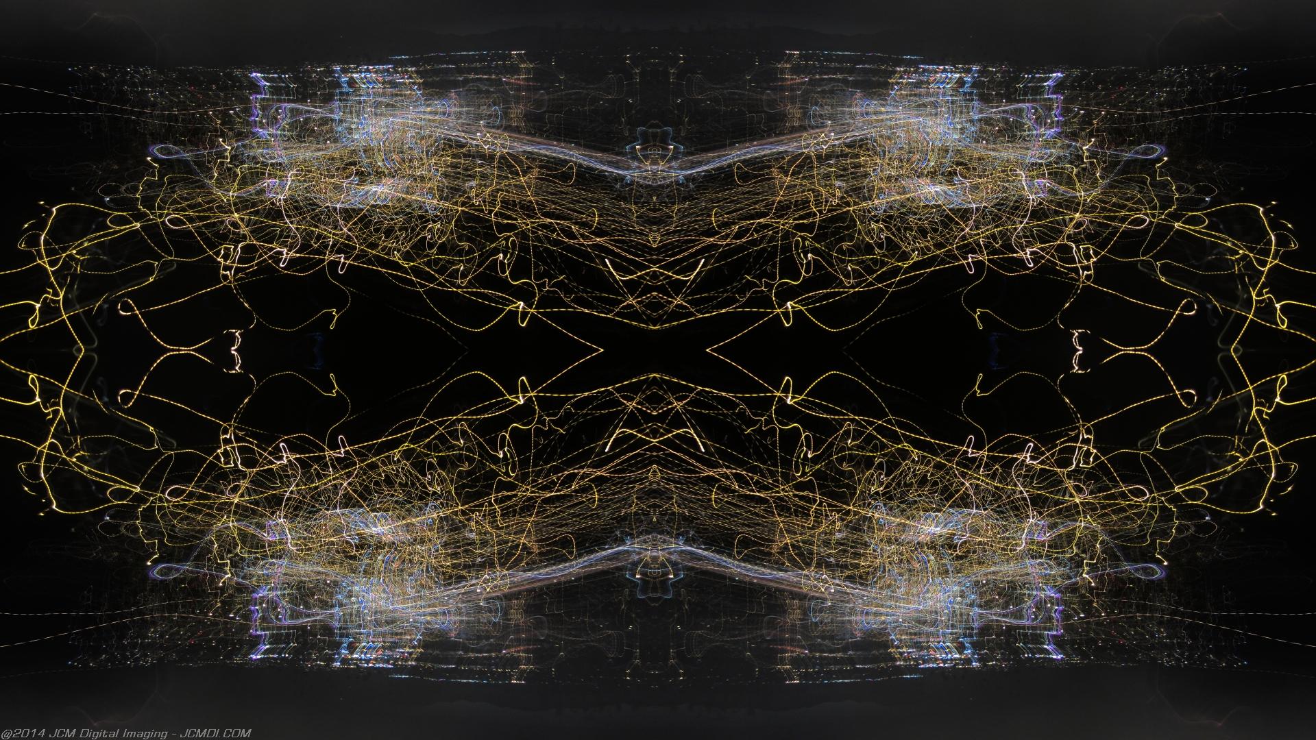 Abstract quadroscopic artwork made from long exposure night images